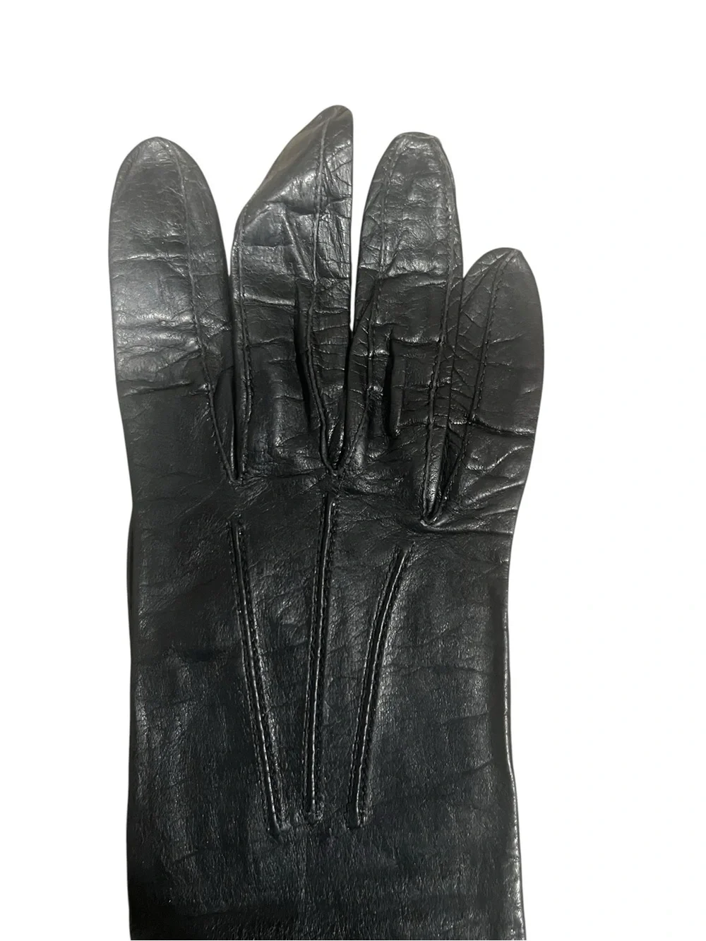 Aris Kasanova Vintage Black Leather Opera Gloves Formal Costume USA 6 1/4